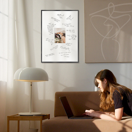 Ramka na weselną pamiątkę z passe partout o rozmiarze 50x70 cm