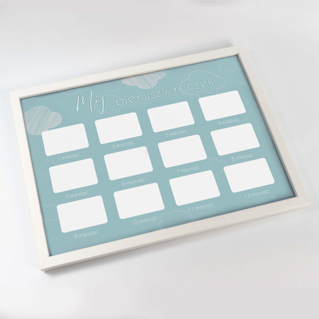 Ramka na zdjęcia MÓJ PIERWSZY ROCZEK - CHŁOPIEC. Ramka z passe partout o rozmiarze 21x30 cm