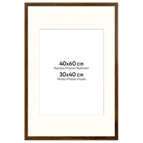 Ramka brązowa HEN PASS 4 z passe-partout – rozmiar 40x60 cm (okienko 30x40 cm)