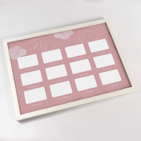 Ramka na zdjęcia MÓJ PIERWSZY ROCZEK - DZIEWCZYNKA. Ramka z passe partout o rozmiarze 21x30 cm