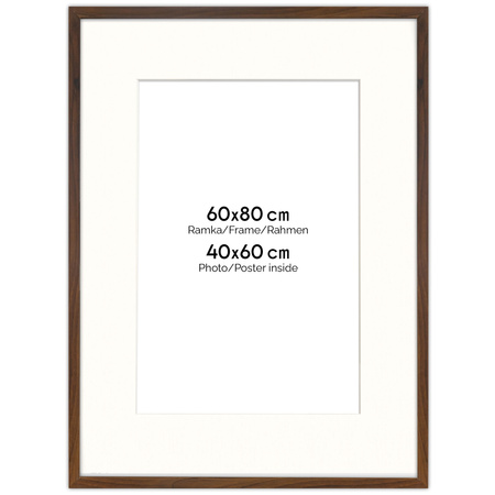 Ramka brązowa HEN PASS 4 z passe-partout – rozmiar 60x80 cm (okienko 40x60 cm)