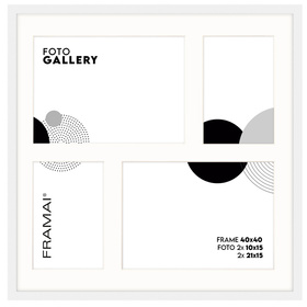 Foto Galeria 40x40 cm kolor biały - ramka z passe partout na 4 zdjęcia 10x15 cm i 15x21 cm