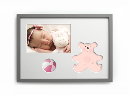 Ramka na zdjęcia do pokoju dziecięcego szare. Ramka z passe partout o rozmiarze 21x30 cm