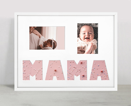 Ramka na zdjęcia MAMA biała. Ramka na kolaż 6 zdjęć o rozmiarze 30x40 cm