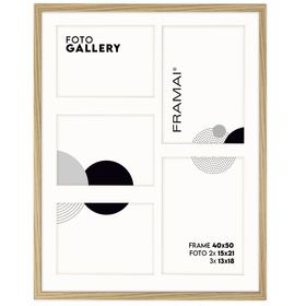 Foto Galeria 40x50 cm - ramka z passe partout na 5 zdjęć 13x18 cm 15x21 cm kolor dębowy