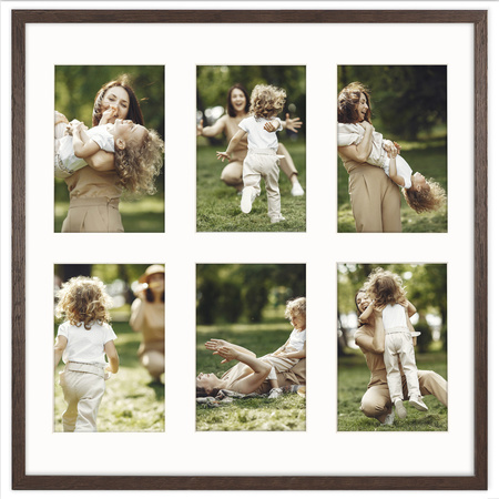 Foto Galeria 40x40 cm - ramka z passe partout na 6 zdjęć 10x15 cm kolor brązowy
