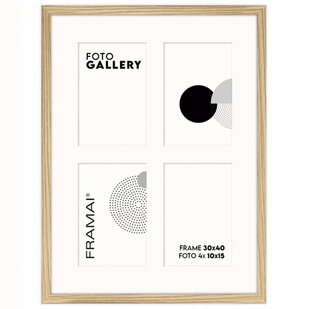 Foto Galeria 30x40 cm kolor dębowy - ramka z passe partout na 4 zdjęcia 10x15 cm