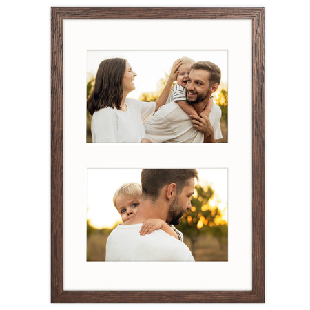 Brązowa Foto Galeria 21x30 cm - ramka z passe partout na 2 zdjęcia 10x15 cm