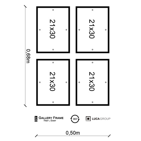 Zestaw czarnych ramek na 4 zdjęcia PINIA 2 GF0016