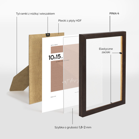 Pakiet ramek drewnianych 5 szt. PINIA 4 10x15 cm