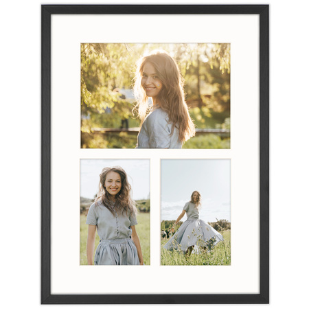 Foto Galeria 30x40 cm czarna - ramka z passe partout na 3 zdjęcia 10x15 cm 15x21 cm
