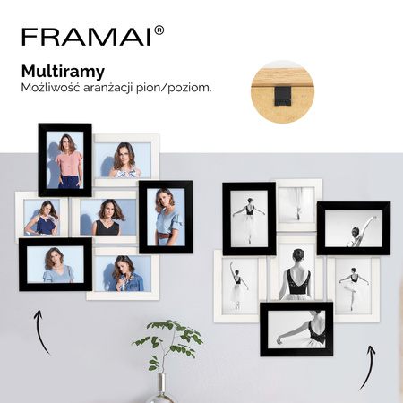 Multirama na 7 zdjęć MULTI HEN 1-2 ramka na zdjęcia - czarno-biała