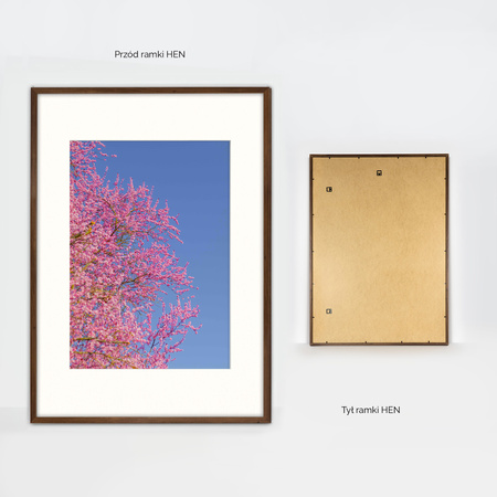 Ramka brązowa HEN PASS 4 z passe-partout – rozmiar 70X100 cm (okienko 50x70 cm)