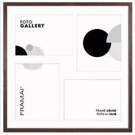 Brązowa Foto Galeria 40x40 cm - ramka z passe partout na 4 zdjęcia 13x18 cm
