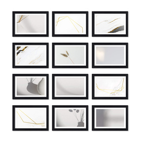 Zestaw czarnych ramek na 12 zdjęć PINIA 2 GF0026