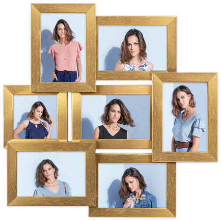 Multirama na 7 zdjęć MULTI HEN Z ramka na zdjęcia - złota