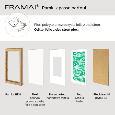 Ramka naturalna HEN PASS 01 z passe-partout – rozmiar 40x60 (30x40) cm