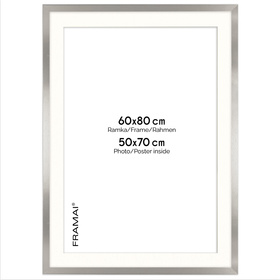 Ramka srebrna HEN PASS S z passe-partout – rozmiar 60x80 cm (okienko 50x70 cm)