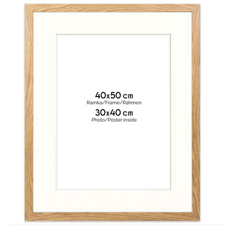 Ramka naturalna HEN PASS 01 z passe-partout – rozmiar  40x50 (30x40) cm