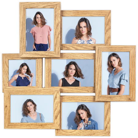 Multirama na 7 zdjęć MULTI HEN 01 ramka na zdjęcia w kolorze dębowym