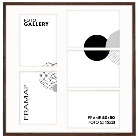 Foto Galeria 50x50 cm - ramka z passe partout na 5 zdjęć 15x21 cm brązowa