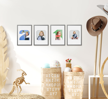 Ramka CYFERKA "0" Szara. Ramka z passe partout o rozmiarze 21x30 cm