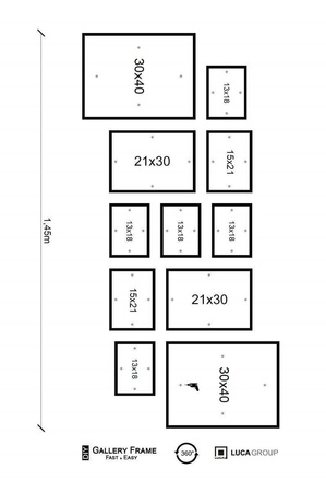 Zestaw czarnych ramek na 11 zdjęć PINIA 2 GF0005