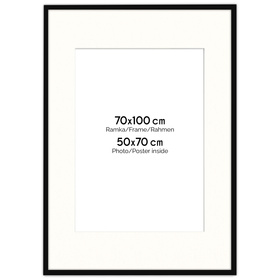 Ramka czarna HEN PASS 2 z passe-partout – rozmiar 70x100 cm (okienko 50x70 cm)