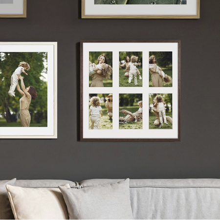 Foto Galeria 40x40 cm - ramka z passe partout na 6 zdjęć 10x15 cm kolor brązowy