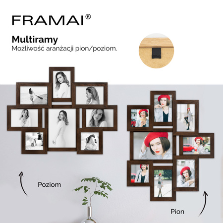 Multirama na 8 zdjęć MULTI HEN 4 ramka na zdjęcia w kolorze brązowym