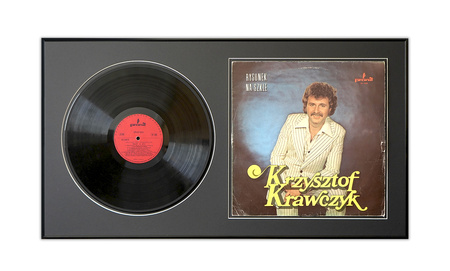 Ramka na płytę winylową z okładką. Ramka aluminiowa o rozmiarze 41x75 cm