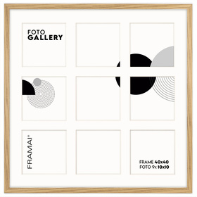 Foto Galeria 40x40 cm - ramka z passe partout na 9 zdjęć 10x10 cm kolor dębowy