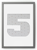 Ramka CYFERKA "5" Szara. Ramka z passe partout o rozmiarze 21x30 cm