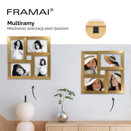 Multirama MULTI HEN ZŁOTA ramka na 4 zdjęcia