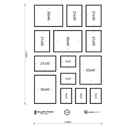 Zestaw ramek na 14 zdjęć jasne drewno HIT 0 GF0001
