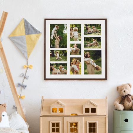 Foto Galeria 50x50 cm - ramka z passe partout na 9 zdjęć 10x15 cm 15x21 cm 10x10 cm brązowa
