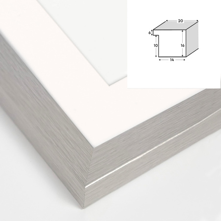 Ramka srebrna HEN PASS S z passe-partout – rozmiar 70x100 cm (okienko 50x70 cm)