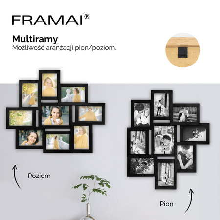 Multirama na 9 zdjęć MULTI HEN 2 ramka na zdjęcia w kolorze czarnym