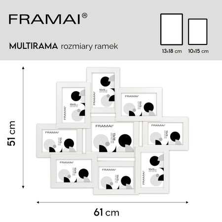 Multirama na 9 zdjęć MULTI HEN 1 ramka na zdjęcia w kolorze białym