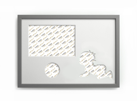 Ramka na zdjęcia do pokoju dziecięcego szare. Ramka z passe partout o rozmiarze 21x30 cm