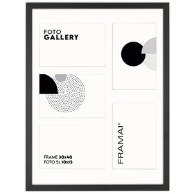 Foto Galeria 30x40 cm kolor czarny - ramka z passe partout na 5 zdjęcia 10x15 cm