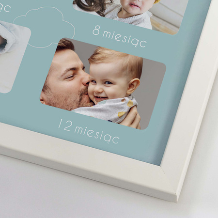 Ramka na zdjęcia kalendarz MÓJ PIERWSZY ROCZEK - CHŁOPIEC. Ramka z passe partout o rozmiarze 21x30 cm