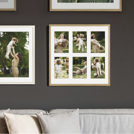 Foto Galeria 40x40 cm - ramka z passe partout na 6 zdjęć 10x15 cm kolor dębowy