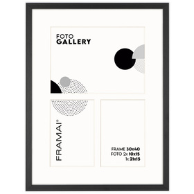 Foto Galeria 30x40 cm czarna - ramka z passe partout na 3 zdjęcia 10x15 cm 15x21 cm