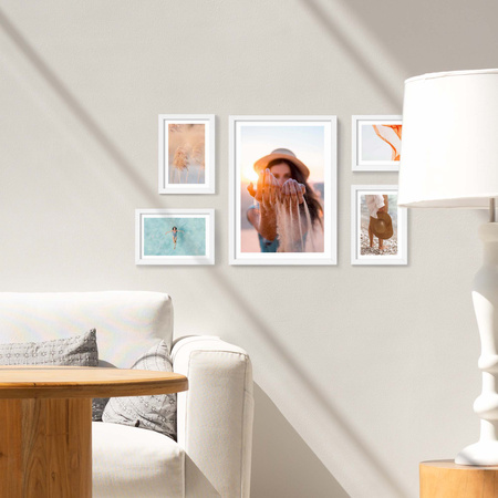 Zestaw białych ramek na 5 zdjęć PINIA 1 GF0045