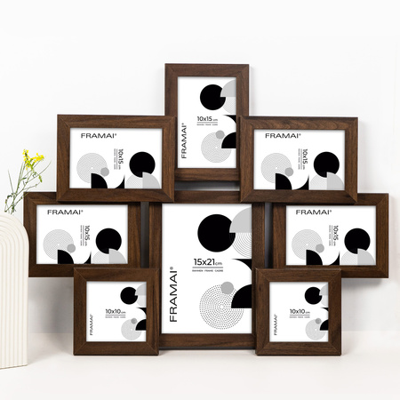 Multirama na 8 zdjęć MULTI HEN 4 ramka na zdjęcia w kolorze brązowym