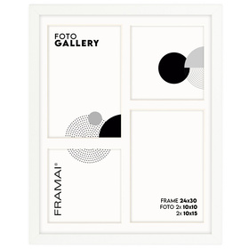 Biała Foto Galeria 24x30 cm - ramka z passe partout na 4 zdjęcia 10x15 cm 10x10 cm