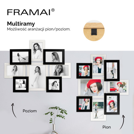 Multirama na 8 zdjęć MULTI HEN 01 ramka na zdjęcia czarno-biała