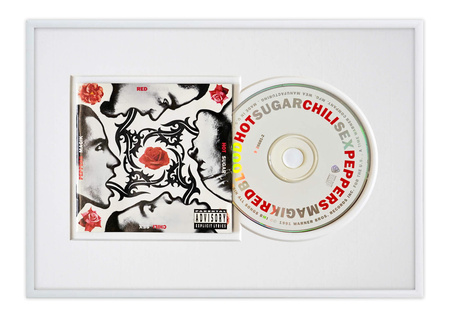 Ramka na płytę CD w kolorze białym. Ramka aluminiowa o rozmiarze 21x30 cm