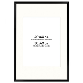 Ramka czarna HEN PASS 2 z passe-partout – rozmiar 40x60 cm ( 30x40 cm)